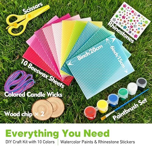 SMEAGOLORIYA Moldable Wax Candle Craft Kit - DIY Sculpting Set with 10 Colorful Sheets, Paints, Stickers & Wooden Display Stand - Creative Gift for Family Activity, Hobby Project