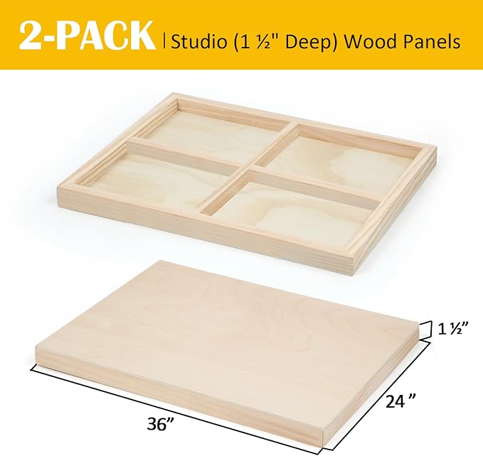 Falling in Art 2 Pack 24x36'' Unfinished Gallery Birch Wood Canvas Panels