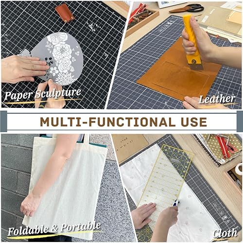iMAT Flip Cutting Mat Note A2, Foldable, Double-Sided, Navy Blue