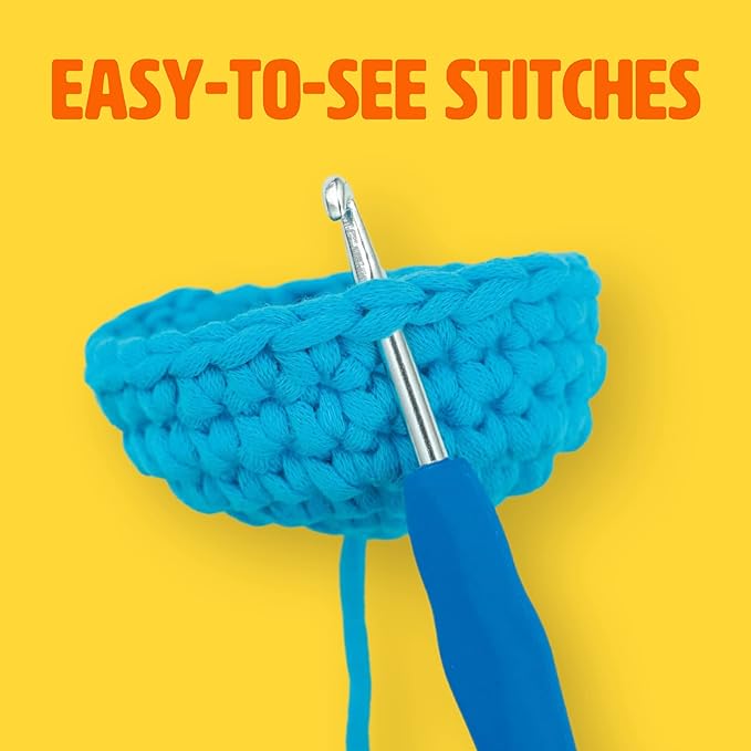 Woobles Easy Peasy Yarn for Beginners - Crochet & Knitting Yarn, Pink | As seen on Shark Tank, Cotton-nylon blend, Medium worsted weight 4, Easy-to-see stitches, Soft and non-splitting, Amigurumi