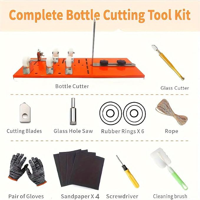 Glass Bottle Cutter Tool Kit, DIY Cutting Machine for Wine, Beer, Whiskey, Champagne, and Liquor Bottles