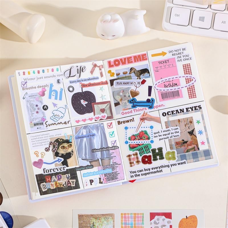 Girl's Korean Sticker Book, Food and Daily Life Theme - 1300+ Cute Dream Style Foodie Stickers, for DIY Scrapbooking Journaling Handbook Decoration Vintage