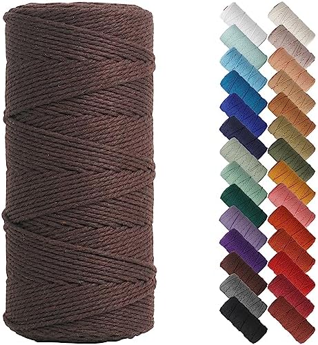 NOANTA Dark Coffee Macrame Cord 2mm x 220yards, Cotton Rope Macrame Yarn