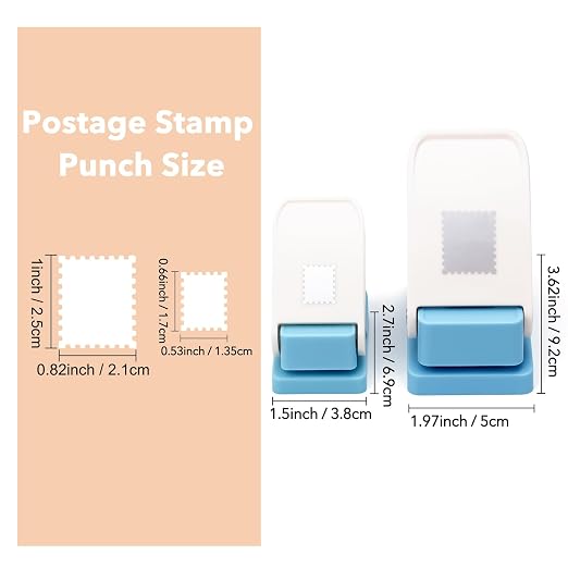 BAOFALI 2Pcs/Set Stamp Punch, 0.6 x 0.5 inch, 1 x 0.8 Inch, Rectangular Stamps Punch, Lever Craft Hole Cutter Puncher, Paper Punches for Journaling Crafting DIY Scrapbooking Crafts