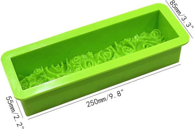 Rectangular Rose Soap Silicone Mold,Green,2 Pcs | Flexible,Flowers Craft Art,Candle Making,Homemade Soap Crafts