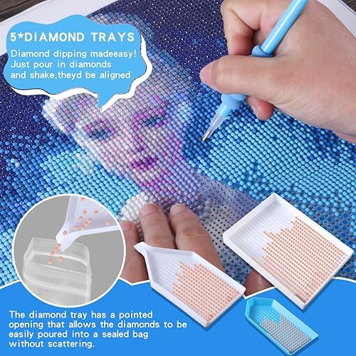 LYMUSUMI 61PCS 5D Diamonds Art Accessories and Tools Kits with Diamond Painting Roller and Diamond Art Storage Box for Adults or Kids（Blue）