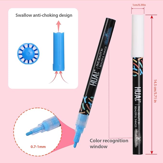 HUAL 36 Acrylic Paint Markers Set – 1mm Fine Tip, 36 Vibrant Colors – Waterproof, Professional Non-Toxic Ink, Valve-Controlled for Rock, Wood, Glass, Canvas, DIY Art & Professional Crafts