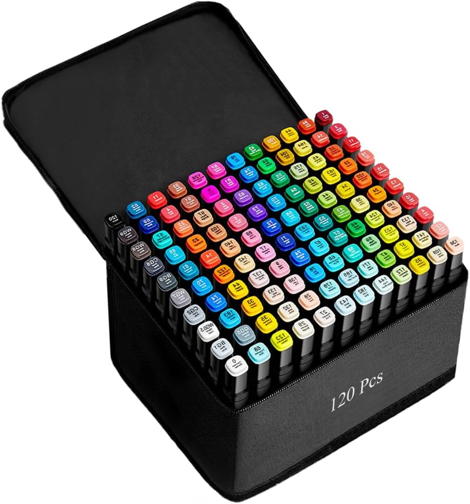 ZECHOMA 120 Colors Alcohol Markers Artist Drawing Art Dual Tip Markers Perfect for Kids Boys Girls Students Adult