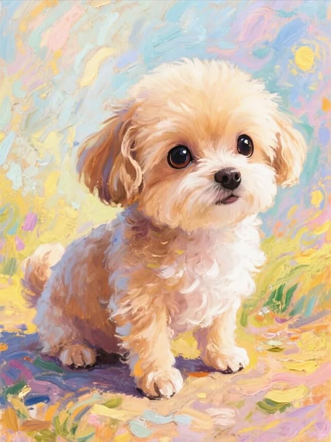 ZRIZQ Dog Paint by Numbers Kit for Adults Beginner,Animal,16x20 | Full set with wooden brushes,rolled canvas,rich paints.Calming activity.Beginner friendly.Just open and paint.