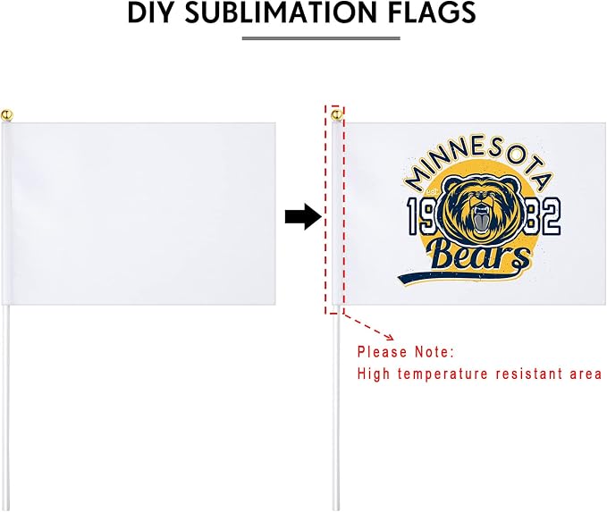 Remerry 100 Pcs Blank Sublimation Flags on Stick, Mini White DIY Flags