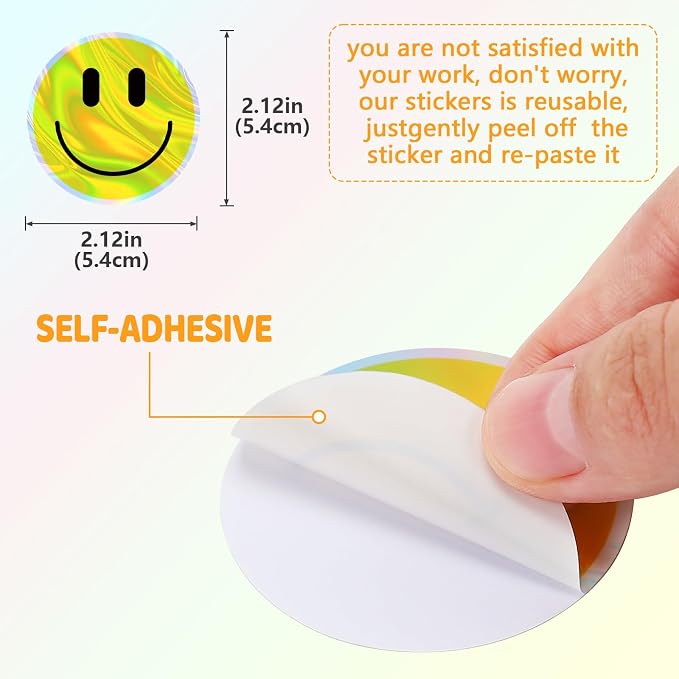 50PCS Smile Holographic Stickers