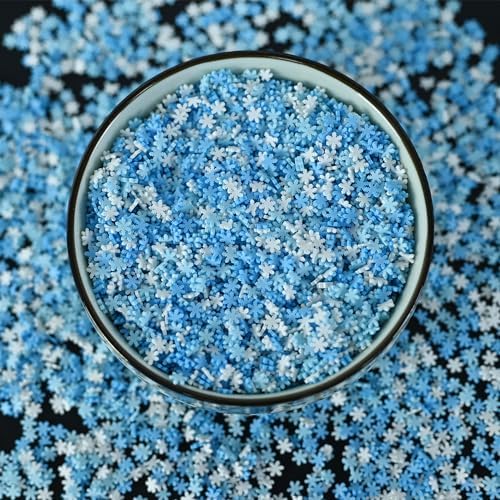 LIKETURE Fake Sprinkles 110g Polymer Clay Sprinkles Fake Candy Sprinkles Faux Sprinkles for Resin Slime Craft Plastic Sprinkles for Nail Art Phone Case DIY Shaker Card Filler (3-Color Snowflake-110G)