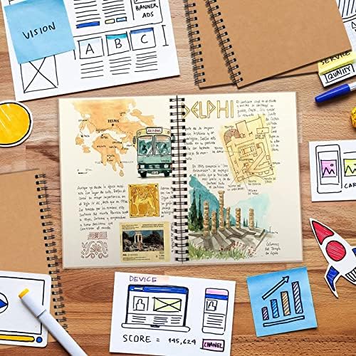 EOOUT Sketch Book for Kids, 12 Pack, A5 Blank Spiral Notebooks Sketchbooks, Unlined Journals 5.5 x 8.3 Inch, 100 Pages / 50 Sheets, Diary Sketch Books for Drawing, Art, Students, Office