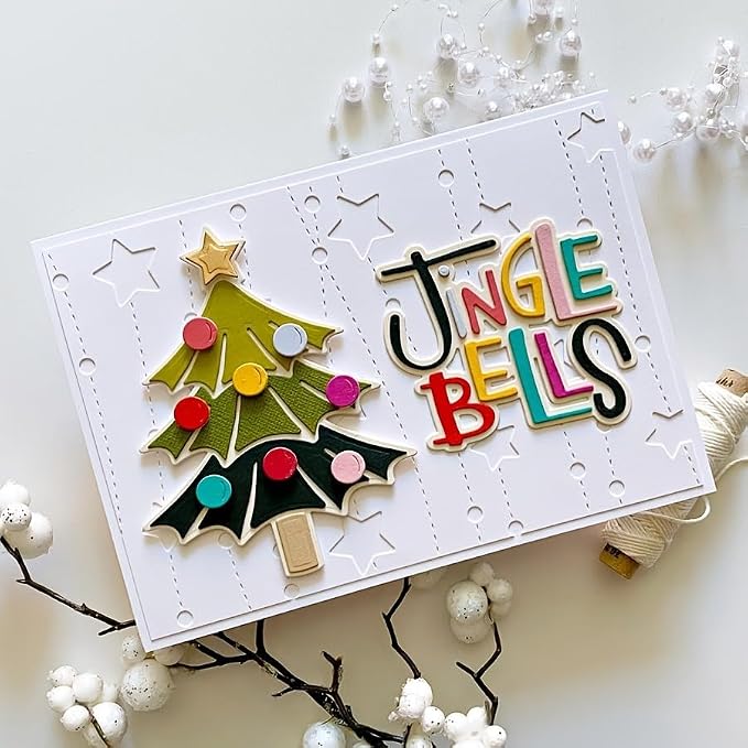 Lapoo Festivals Metal Cutting Die for Scrapbooking - Durable, Cut Stencils for DIY Scrapbook Photo Album Decorative Paper Card, Card Making Supplies, Embossing (Christmas Tree and Lights 4.7 x 3.9 in)