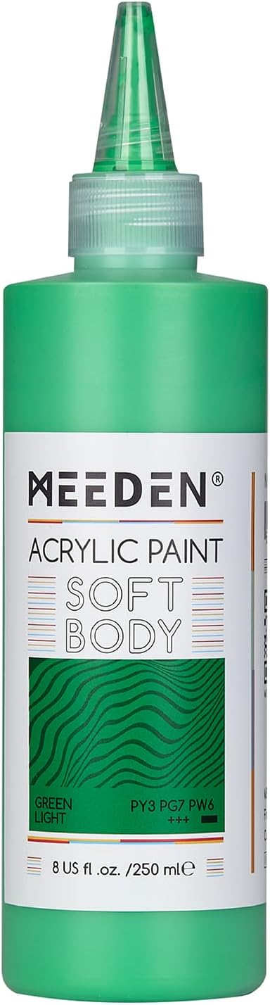 MEEDEN Green Light Acrylic Paint: Matte Finish 250ml/8.45oz Soft Body