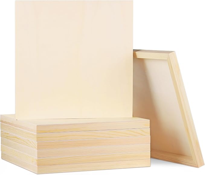 Aodaer 8 Pack Wood Panels 12 x 12 Inch Wooden Panels Canvas Unfinished Craft Wood Boards Panels for Art Crafts Acrylic and Oil Painting Pouring DIY Projects