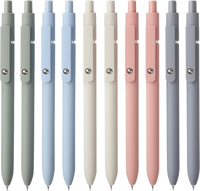 FIOVER Gel Pens 10pcs 0.5mm Quick Dry Black Ink Fine Point Pens