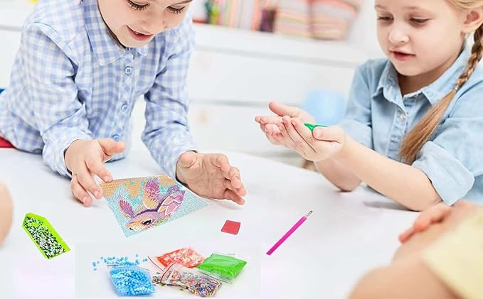 Acelii 6 Pack 5D Cartoon Diamond Painting Kits for Kids Beginners | Cute Animals DIY Diamond Art Kit for Kids,Full Round Drill Big Gem Art for Kid,Home Wall Decoration 6X6 inch