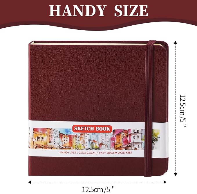 5x5 Pocket Sketch Book,80gsm Hardcover Art Sketchbook for Drawing Journal