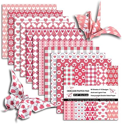 Origami Paper 6x6" Double Sided 50 Sheets 10 Colors Origami Kit,Craft Paper