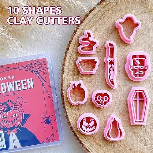 KEOKER Polymer Clay Cutters Halloween, Clay cutters for Halloween Earrings Making, 10 Shapes Halloween Clay Earrings Cutters, Ghost Halloween Clay Earring Cutters (Earrings Clay Cutters 2)