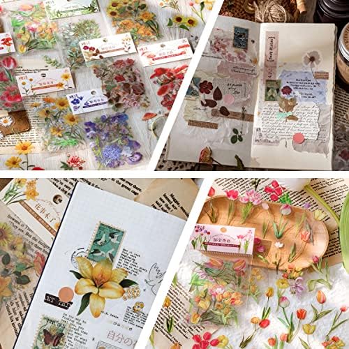 BLEDS 141 PCS Scrapbook Stickers Supplies, 120 PCS Nature Flower Self-Adhesive Stickers Plus 21PCS Big Size Scrapbooking Stickers Journaling Kit for Junk Journal Craft Card Making Decorative