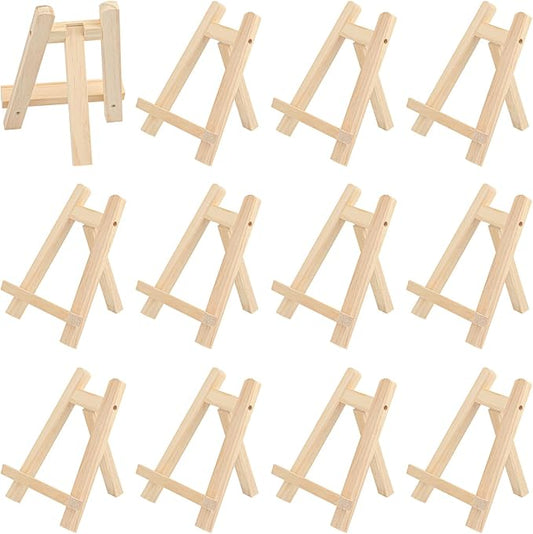 Yiksonyo 12 Pack 11 Inch Wooden Easel, Tabletop Wood Easels Stand, Wooden Easel for Painting, Art, and Crafts
