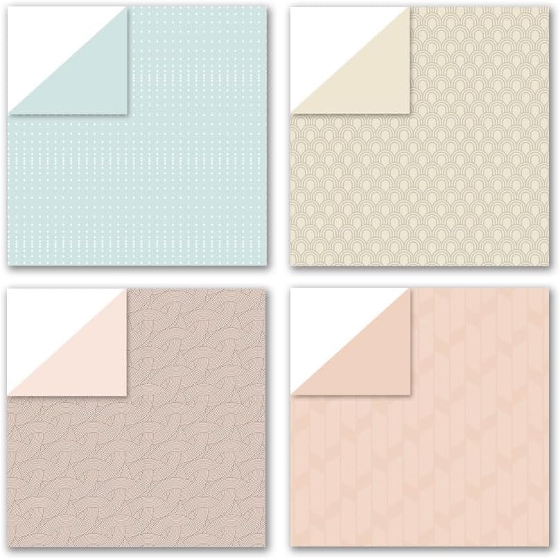 Pastel Aesthetic Scrapbook Paper 24 Sheets Soft Color Pattern Paper Double Sided Printing for DIY Card Making Scrapbook Wedding Photo Album Home Décor-12 x 12 Inches