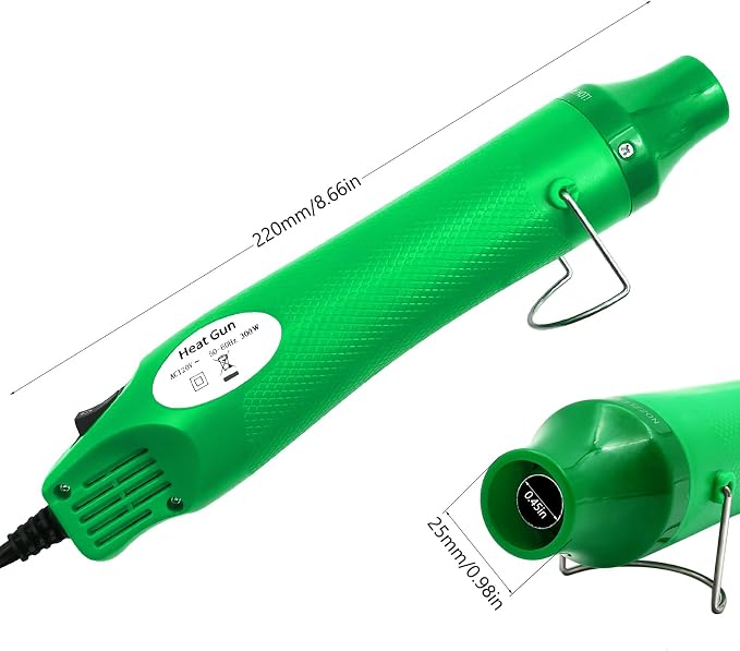 Heat Gun, Mini Hot Air Gun for Crafting Embossing Shrink Wrap, Green | DIY Crafts, Portable, Embossing, Shrink Wrapping, Drying Paint