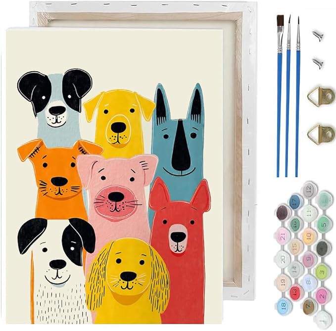 TCDZMYGS Dog Paint by Numbers Kit for Adults Beginner,Easy Dog Adult Paint by Number Kits on Canvas with Frame,DIY Acrylic Oil Painting by Numbers Kits for Home Wall Decor 10x12 inch