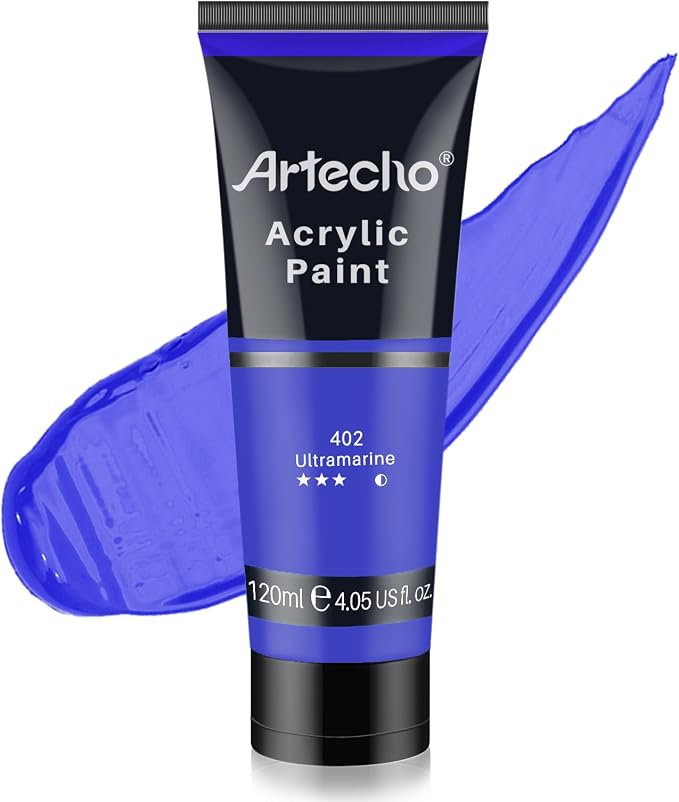 Artecho Ultramarine Acrylic Paint 120ml /4.05oz Tube | Semi Glossy Finish, High Pigment Rich Color Craft Paint for Canvas, Rocks, Wood, Fabric, Ceramic, Non-Toxic