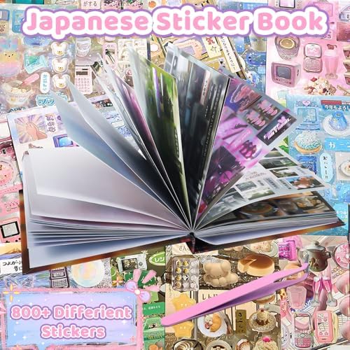 45 Sheets Japanese Sticker Book Manga 800+ Scrapbook Stickers Cute Korean Stickers for Journaling Scrapbooking Kawaii Food Sticker for Kids Adult Romantic DIY Comic Books Aesthetic Decoration Crafts I
