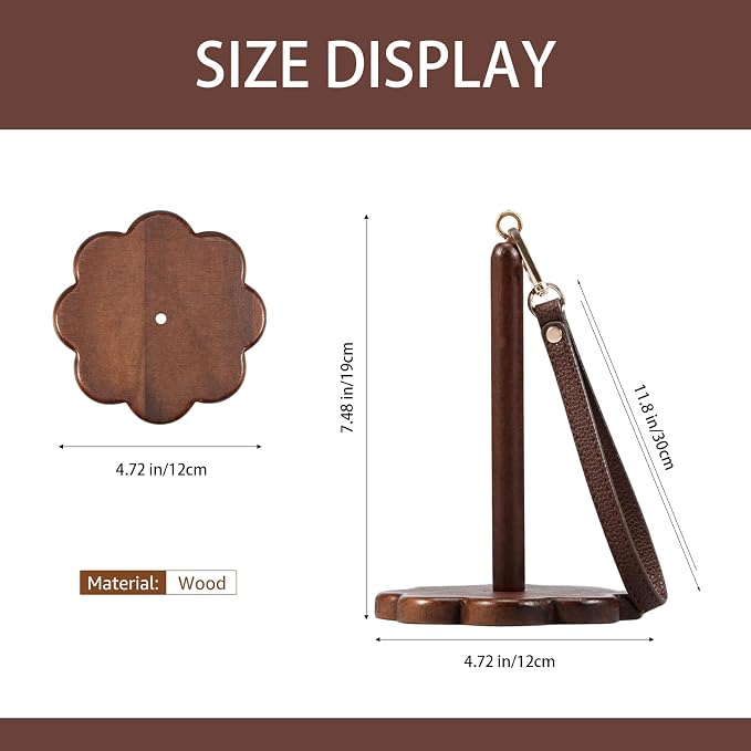 Wrist Yarn Holder - Portable Wooden Yarn Holder with Leather Wristband and Shoulder Strap, Yarn Spinner and Ball Minder Stand for Crocheting, Knitting Accessories Organizer(B)