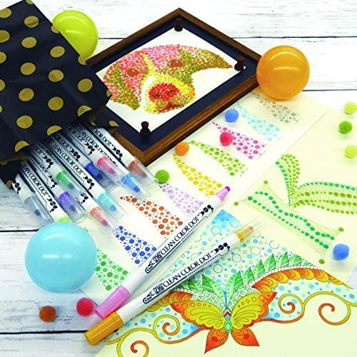 Kuretake CLEAN COLOR DOT Dual tip markers 4 colors set, 0.5mm fine tip and a flexible dot tip, for Journals, Crafts, Illustration, Lettering, Planners, for Adult, Kids, Made in Japan