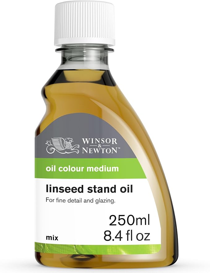 Winsor & Newton Linseed Stand Oil, 250ml (8.4-oz) Bottle | Pale Viscous Oil, Slows Drying, Smooth Enamel Finish, No Brush Marks, Excellent Leveling, Can Be Used for Glazing