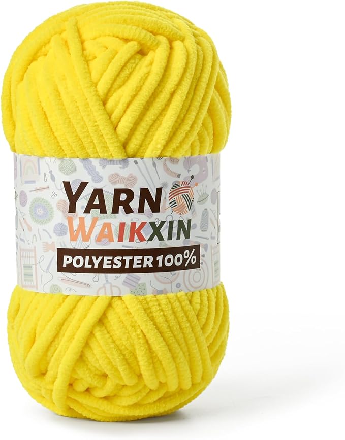 Golden Yellow Soft Chenille Yarn for Crocheting, Fluffy Chunky Crochet Yarn for Baby Blanket, (3.52oz/131yds) Fuzzy Velvet Yarn for Amigurumi&DIY Puzzle、Crafts、Scarf