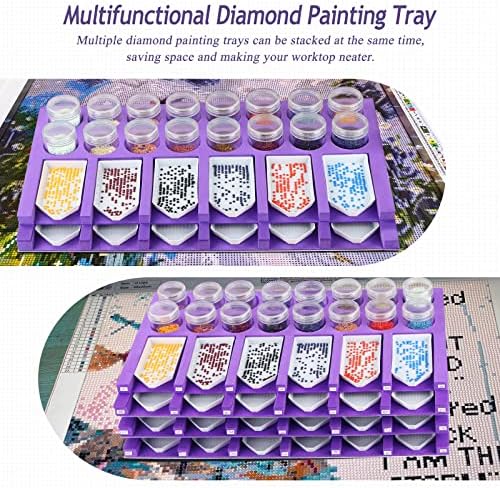 Diamond Painting Accessories Tray Organizer, Diamond Art Painting Beads Sorting Storage containers, Diamond Art Accessories Tools Kits for Rhinestones/5D Diamond Embroidery/DIY Crafts (12 Slots Trays)