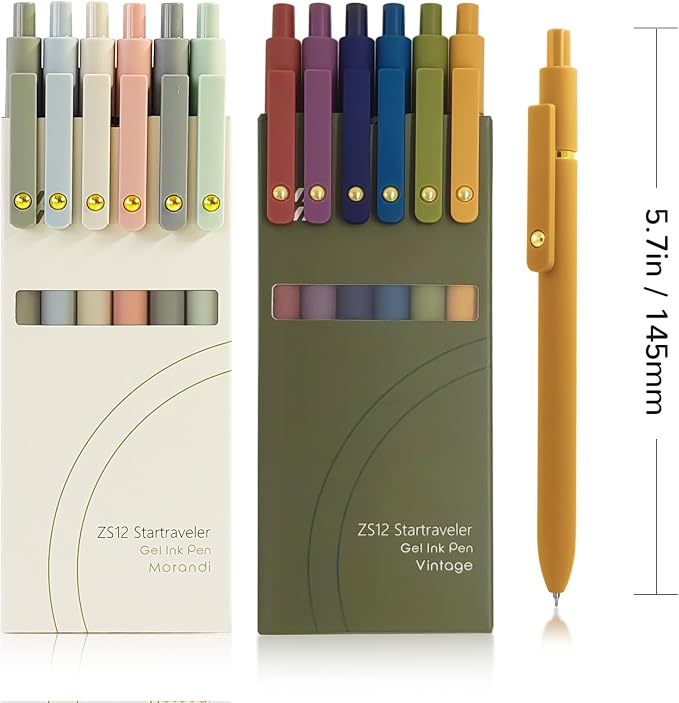 YOXMJDB Gel Pens, 12 Pcs 0.5mm Fine Point Smooth Writing Pens Cute Pens, High-End Series Black Ink Pens for Journaling Note Taking, School Office Supplies for Women Men (12 Pcs Gold Mixed colors)