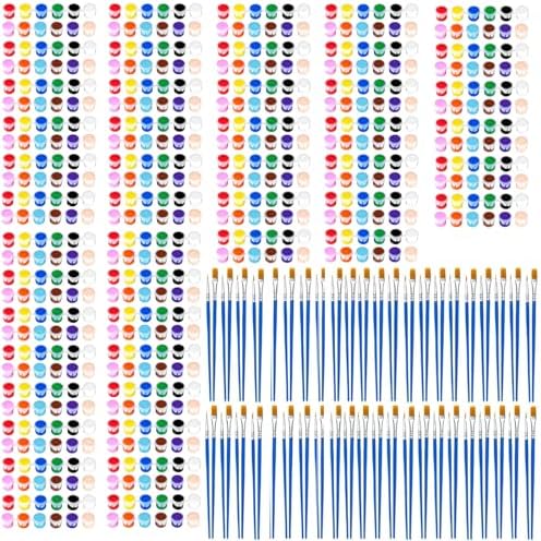 50 Pack Mini Acrylic Paint Set, 12 Colors Washable Acrylic Paint Strips with 100Pcs Painting Brushes for Kids&Adults Paint, 700PCS Kids Painting Kit for Birthday Party Favor, Classroom, Art Gift