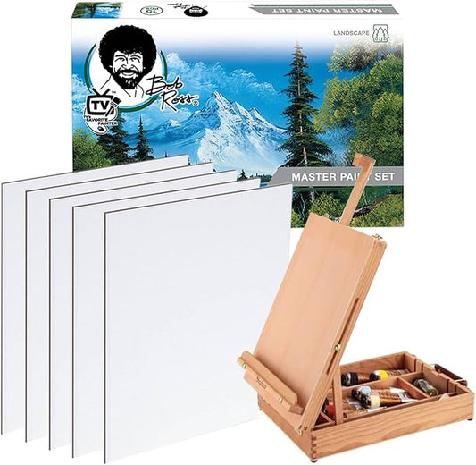 Jerry's Artarama Master Artist Oil Paint Set Includes Wood Art Supply Carrying Case Sketchbox w/Easel & 5-Pack 12x16 Canvas Panels for Painting