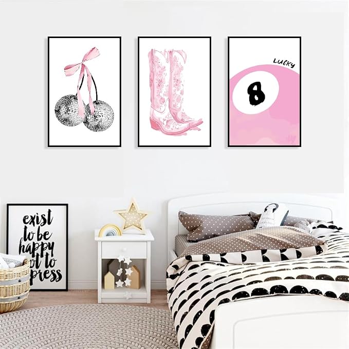 NEGEKFKX 6 Pack Coquette Paint by Numbers Kit for Adults Beginner,Cute Pink Easy Adult Paint by Number Kits on Canvas DIY Painting for Beginners Art by Numbers for Home Wall Decor 8x12 Inch