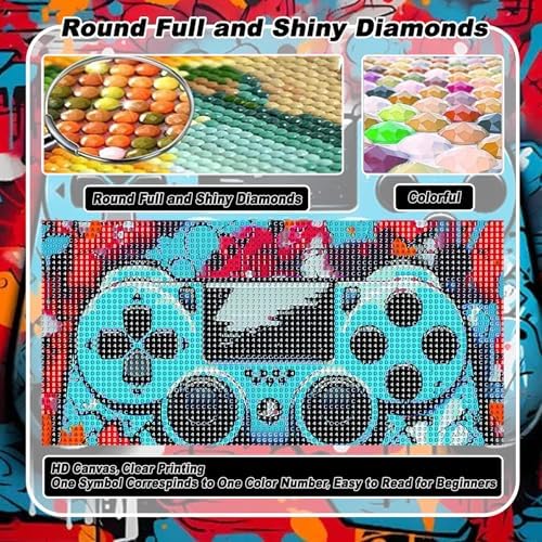 VeGuude Diamond Painting Kits for Adults,DIY Gaming Equipment 3 Pack Diamond Painting Kits for Beginner,5D Full Round Drill Diamond Gem Painting Kits for Home Wall Decor 12x16inch