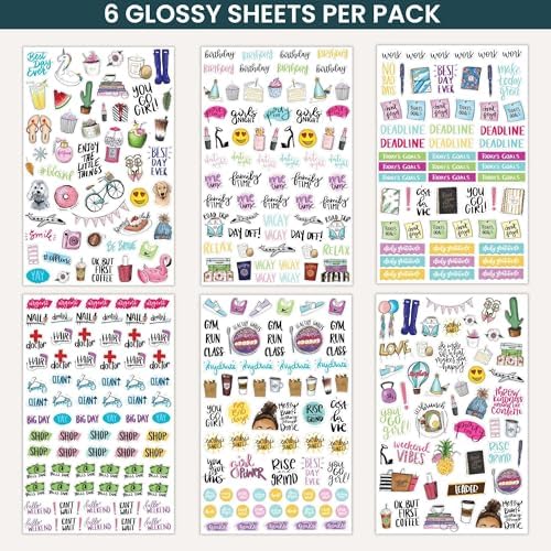 bloom daily planners Vintage Classic Planner Stickers - Hand-Drawn Essential Variety Pack for Everyday Planning & Decorating - 6 Sheets / 360 Stickers
