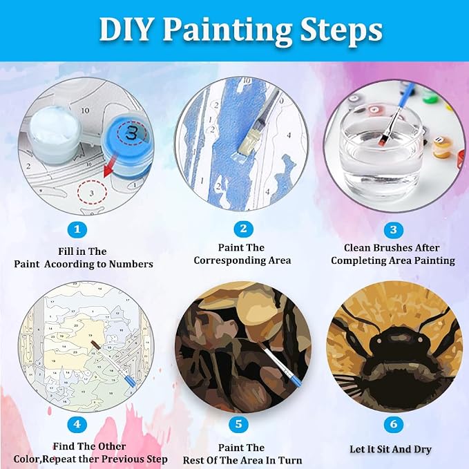 Artunion Bee Paint by Numbers Kit for Adults,Flower Paint by Number Kits, DIY Oil Painting Paint by Number Kits on Canvas Arts Craft for Home Wall Decor 16x20 Inch