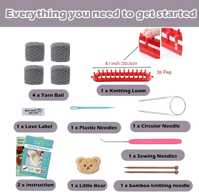 Novelchet Knitting Loom Kit for Scarf, Easy Knitting Set with Instructions