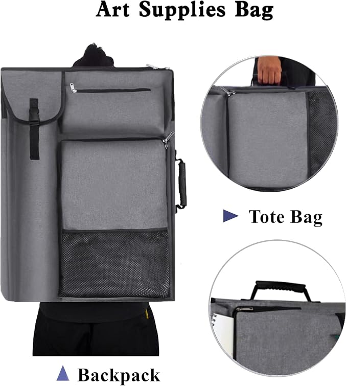 TreochtFUN Art Bags for Supplies Portfolio Case 19x25.5 in Artist backpack