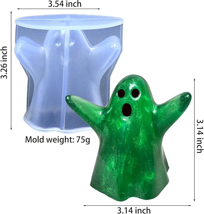 Ghost Candle Mold, Set of 2 Halloween Little Ghost Casting Mold | 3D Ghost Silicone Molds for DIY Epoxy Resin Casting, Handmade Aromatherapy Candle, Wax, Soap, Art Crafting Home Decor