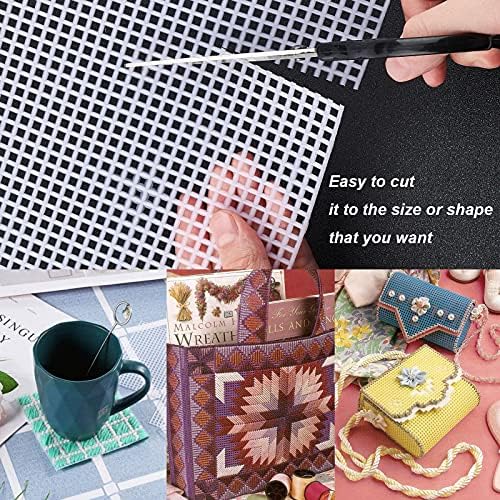CHGCRAFT 10pcs 2 Sizes Plastic Mesh Canvas Bag Sheets Plastic Net Cover DIY Crafting Handbag Accessories Acrylic Yarn Crafting Knit and Crochet Projects for Purse Making Supplies