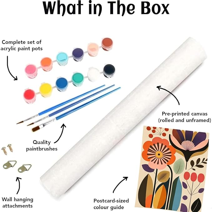 3 Pack Cute Flower Paint by Numbers Kit for Adults Beginner (Without Frame)