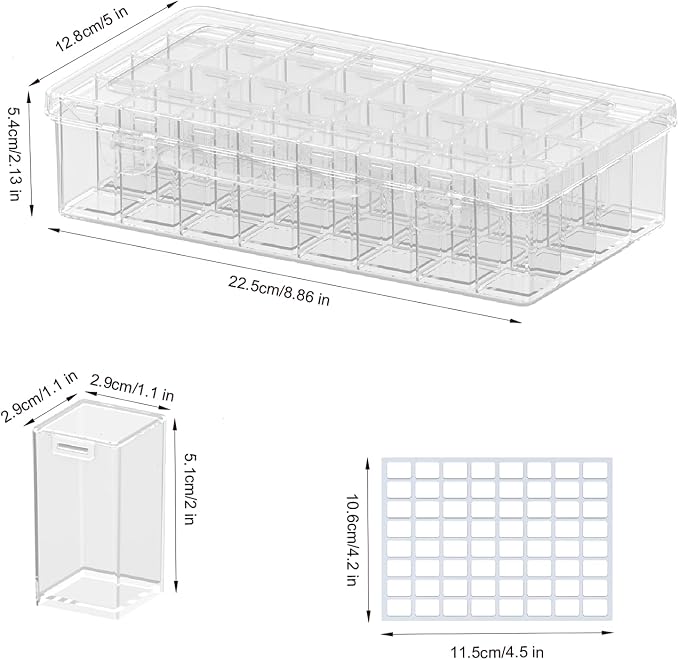 32-Grid Diamond Painting Storage Container, Transparent Square Diamond Art Storage Case, Suitable for Beads, Crafts, Nail Art, DIY ﻿